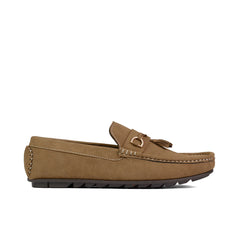 Camel Suede Loafers with Tassels-VL012