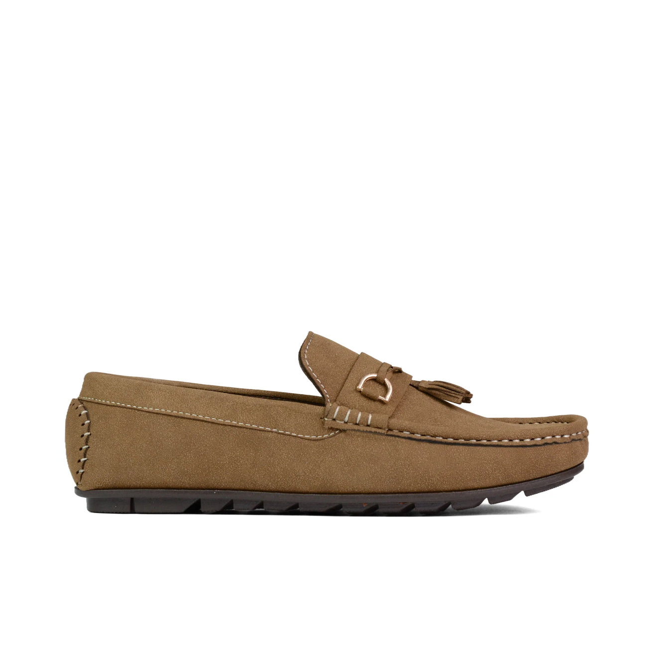 Camel Suede Loafers with Tassels-VL012